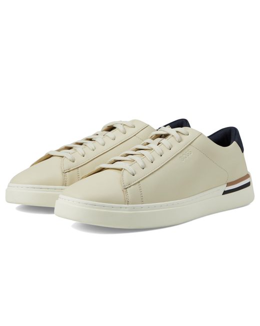 Boss White Clint Smooth Leather Low Top Sneakers for men