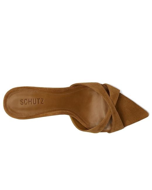 SCHUTZ SHOES Black Hilda Leaf Mule Sandals, Leather/Suede