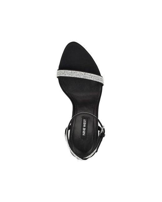 Nine West Black Reina Rhinestone ( Satin) Sandals