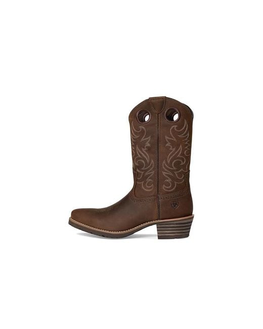 Ariat Brown Hybrid Roughstock Square Toe Cowboy Boot Shoes, Leather for men