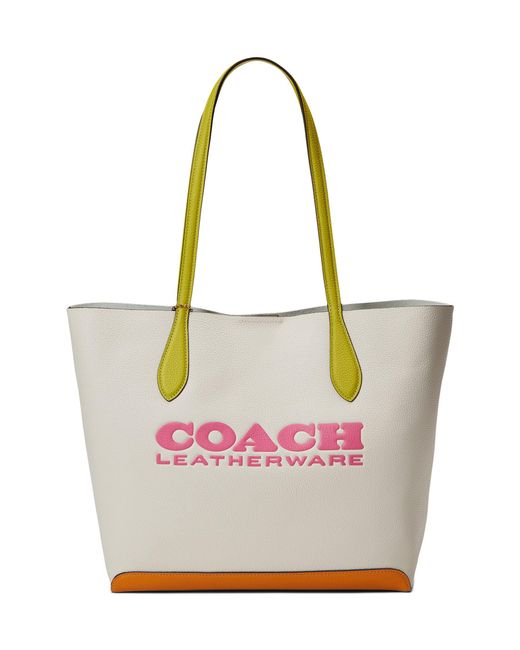 COACH Color-block Leather Kia Tote in White | Lyst