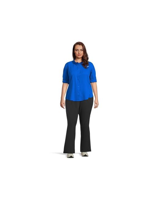 Columbia Blue Plus Size Tamiami Ii Long Sleeves Shirt Long Sleeve Button Up 1, Mesh/Polyester
