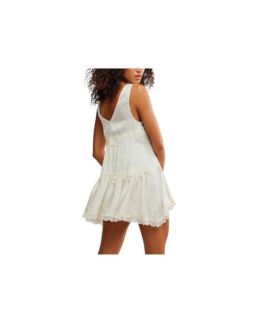 Free People Black This Groove Mini Slip Jumpsuit & Rompers One Piece Lg 12) Lace/Polyester