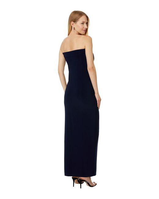 Norma Kamali Blue Strapless All In One Side Slit Gown
