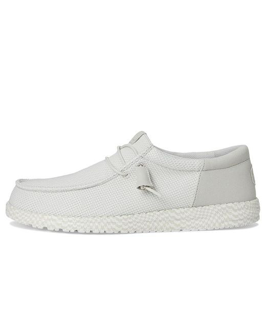 HeyDude White Wally Funk Warped Geo Shoes, Polyester for men