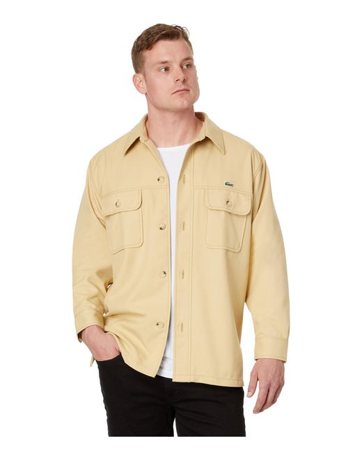 Lacoste Natural Long Sleeve Overshirt Fit Button-down Shirt W/ Two Front Pockets for men