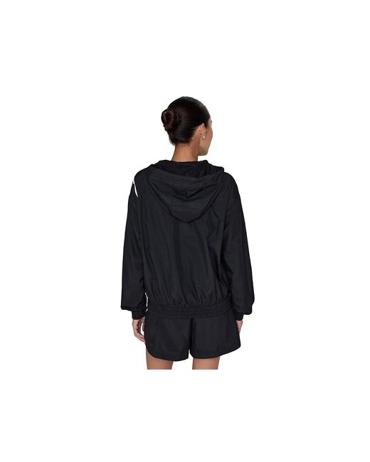 Nike Black Sportswear Classic Woven Uv Full Zip Logo Hoodie Sweatshirt/ Xs (Us 0-2) Polyester