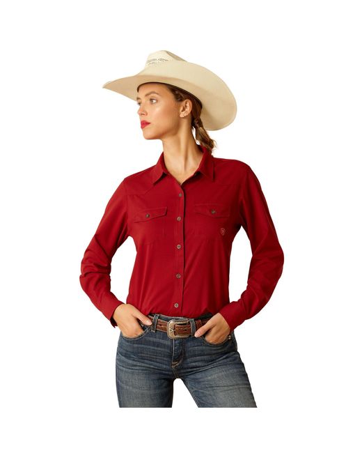 Ariat Red Western Venttek Stretch Shirt