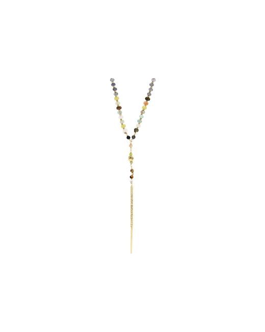 Chan Luu Metallic Mixed Semi Precious Stone Necklace With Dagger Pendant