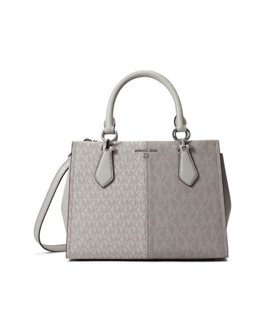 MICHAEL Michael Kors Leather Marilyn Medium Satchel in Gray Lyst