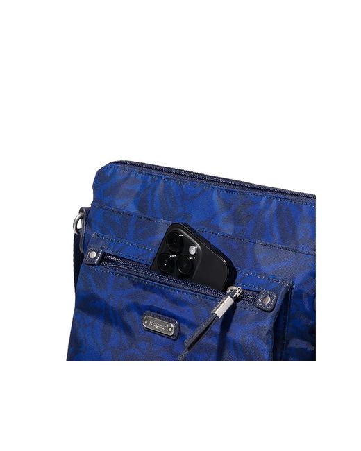 Baggallini Blue Go Bagg With Rfid Phone Wristlet (Nightfall Floral) Handbags
