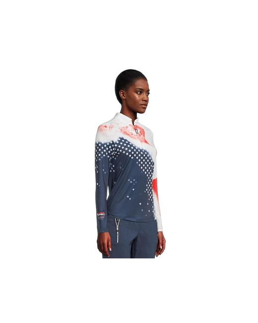 Jamie Sadock Blue Long Sleeve Liberty Print Top Clothing/ Spandex
