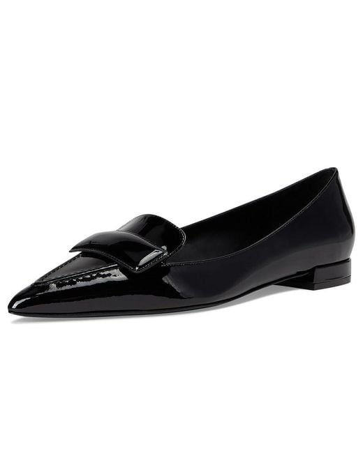 Stuart Weitzman Black Sovinnie Flat Dress Sandals, Leather