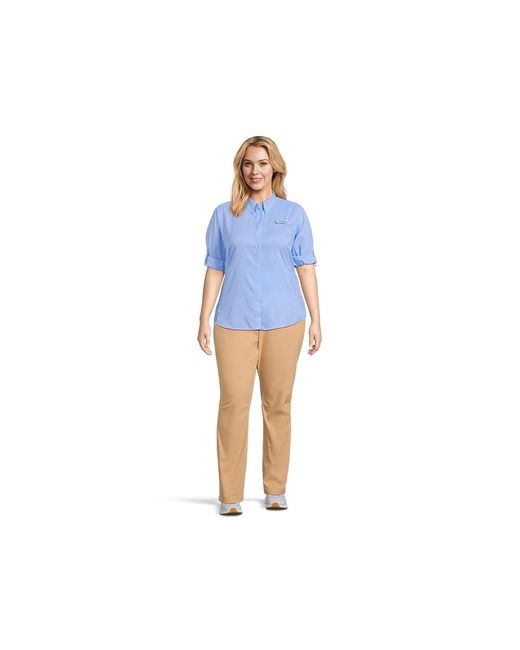 Columbia Blue Plus Size Tamiamitm Ii Long Sleeves Shirt Long Sleeve Button Up, Mesh/Polyester