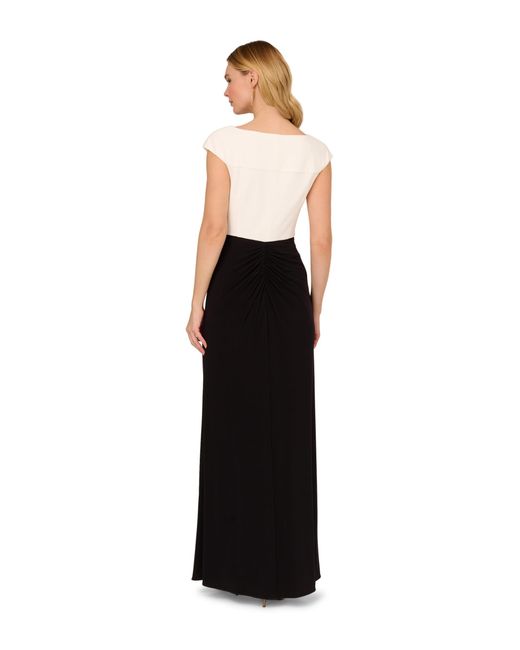 Adrianna Papell Black Pleated Layered Gown