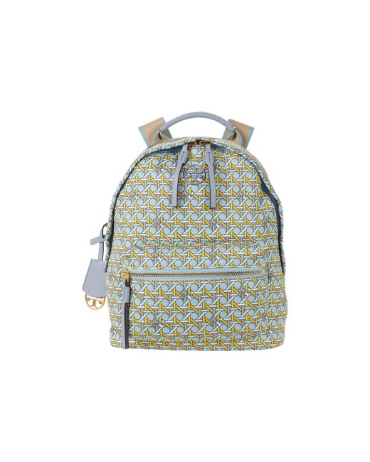 Tory Burch Blue Piper Printed Small Zip Backpack