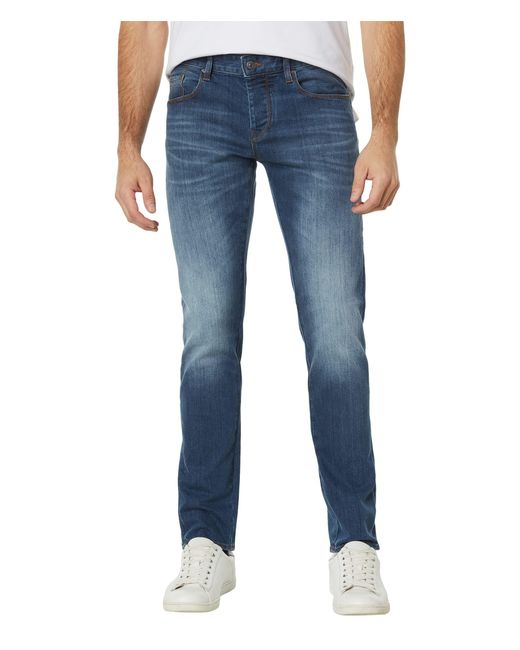 Armani Exchange Denim Smiley Skinny Jeans in Blue for Men | Lyst