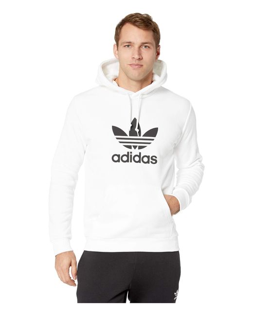 adidas trefoil hoodie men's white