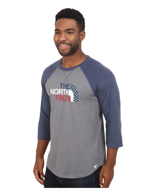 The North Face 3/4 Sleeve Usa Baseball Tee in Blue for Men | Lyst
