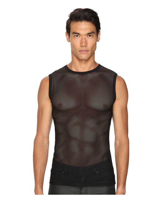 Versace Mesh Tank Top in Black for Men | Lyst