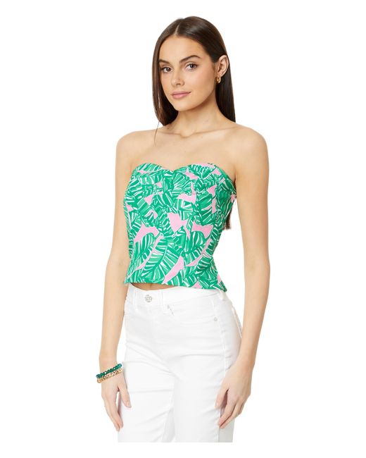 Lilly Pulitzer Green Kylo Strapless Stretch Bustier Top