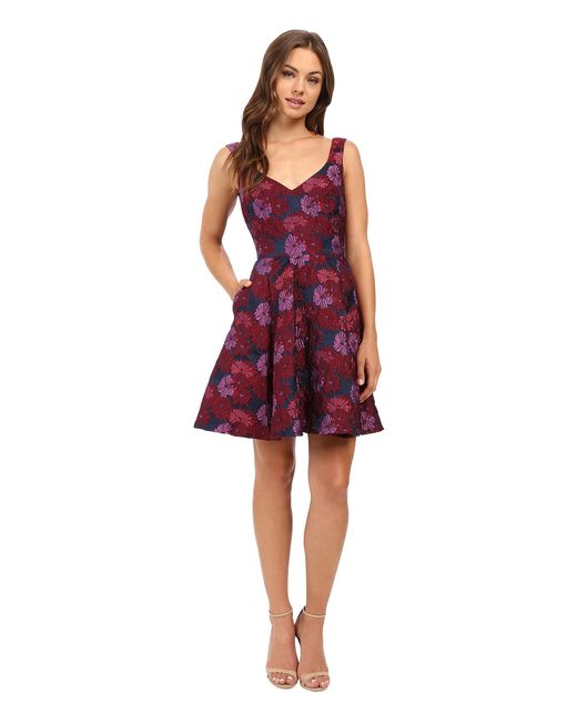 Nicole Miller Multicolor Wildflowers Jacquard Fit And Flare Dress