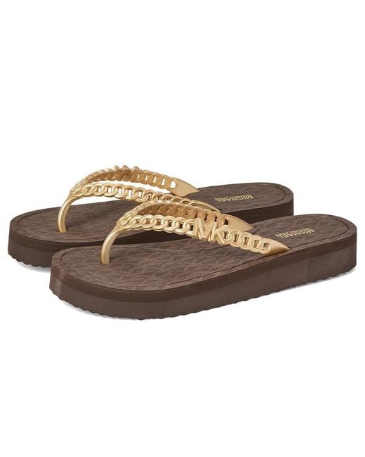 Michael Kors Brown Zaza Flip Flop Sandals, Synthetic
