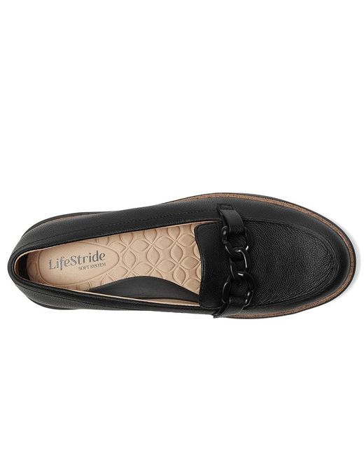 LifeStride Black Chelsea-Bit Loafer/Moc Shoes Flat Shoes/ 5.5 M (B) Faux Leather/Microfiber