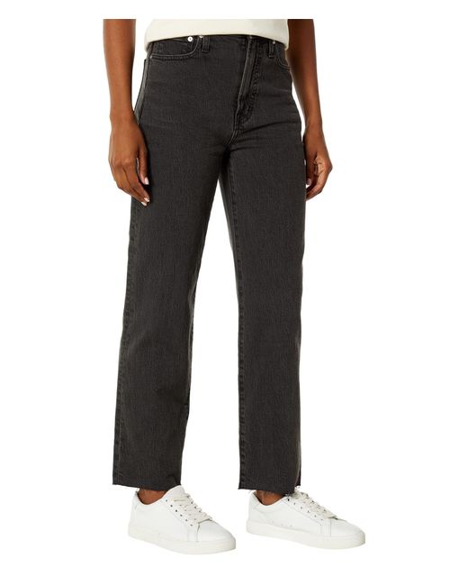 Madewell Denim Perfect Vintage Jeans Straight In Black With Raw Hem In Lunar Wash in Blue | Lyst