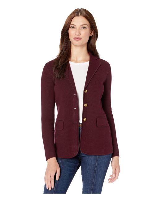 Lauren by Ralph Lauren Sweater Knit Blazer in Red