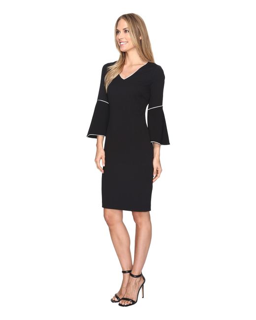 Calvin klein bell sleeve sheath dress black run small