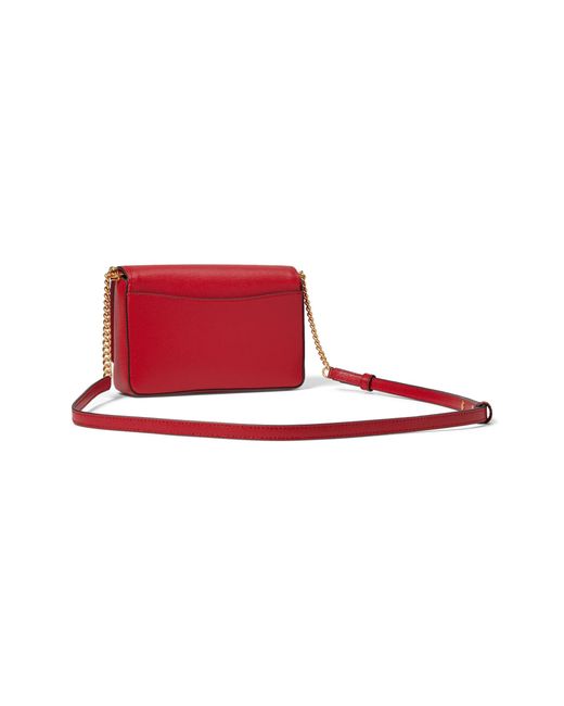 Kate Spade Red Morgan Bow Embellished Saffiano Leather Flap Chain Wallet