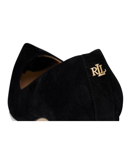 Ralph Lauren Black Lanette Suede Block-Heel Pumps High Heels 7 B