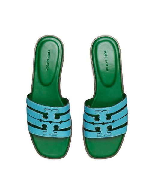 Tory Burch Green Ines Cage Slides