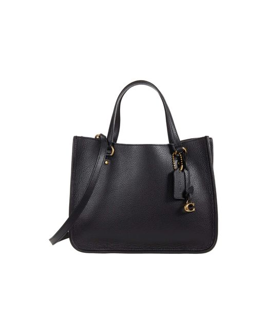 COACH Polished Pebble Leather Tyler Carryall 28 in Black Lyst