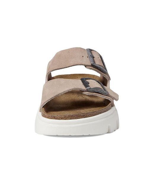 Birkenstock Metallic Papillio By Arizona Chunky Platform Sandal (Warm Sand Suede) Sandals