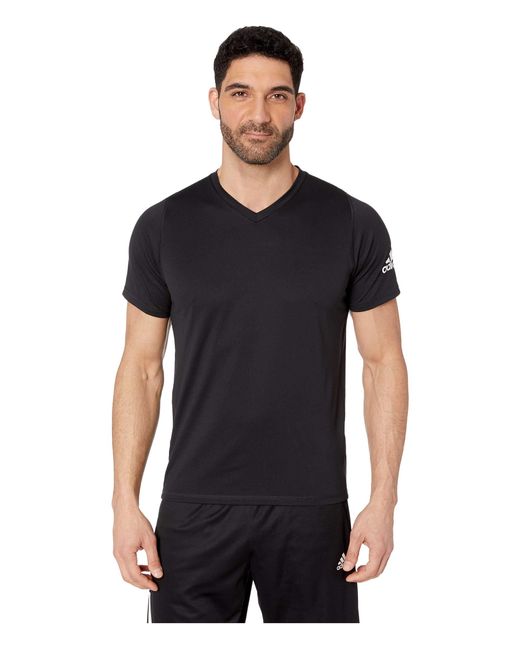 adidas Synthetic Freelift V-neck T-shirt in Black for Men - Lyst