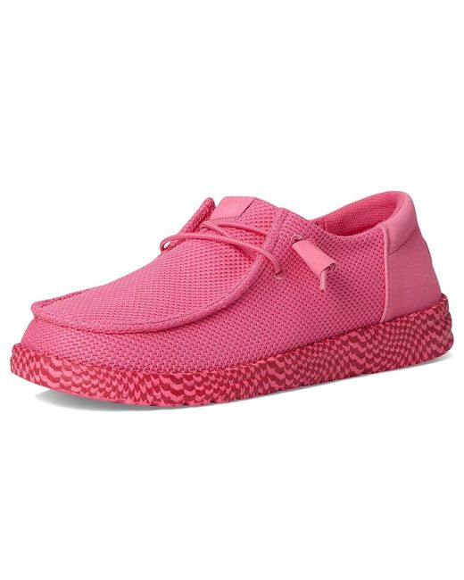 HeyDude Pink Wendy Funk Warped Geo Shoes Lemonade/Hot, Synthetic