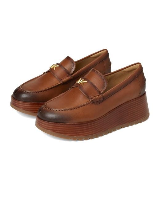 【関税&送料込】Michael By Michael Kors Indy Flex Leather Ba MICHAEL Michael Kors Indy Flatform Loafer Shoes, Leather