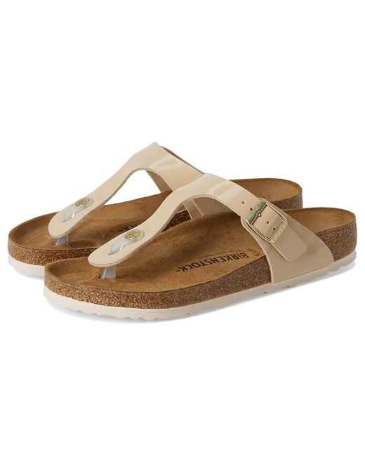 Birkenstock Brown Gizeh Patent Shoes, Leather