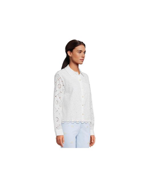 Lilly Pulitzer White Singrid Eyelet Top Clothing, Cotton