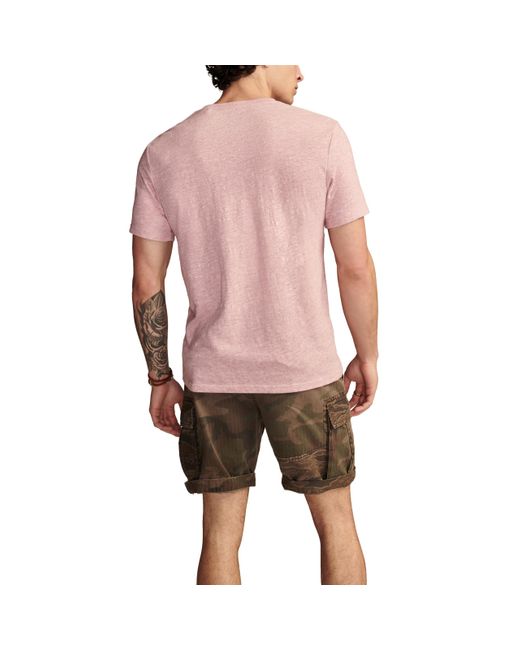 Lucky Brand Pink Linen Short Sleeve Henley for men