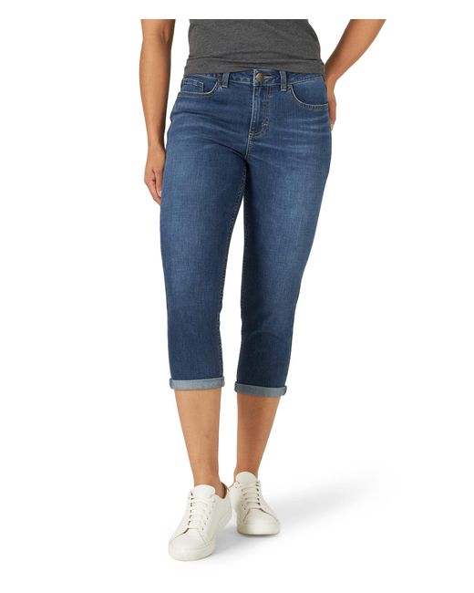 Lee Jeans Cotton Legendary Capris Regular Fit Midrise in Navy (Blue