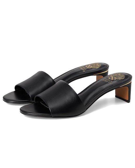 Vince Camuto Black Linanna Heeled Slide Sandals Sandals, Leather