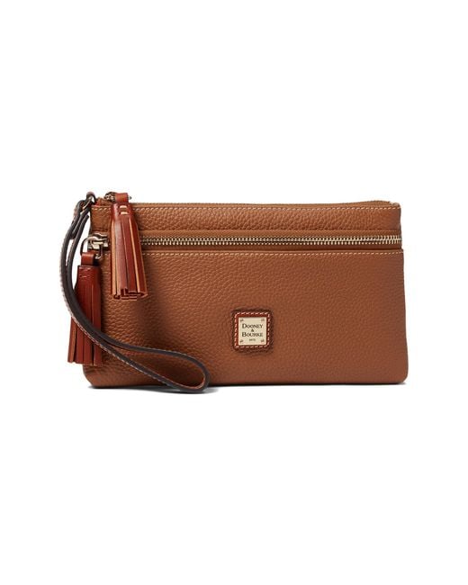Dooney & Bourke Pebble Double Zip Wristlet in Brown Lyst