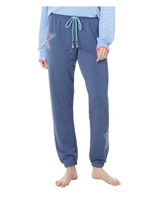 Pj Salvage Blue Stars Sunsets Embroidered Joggers