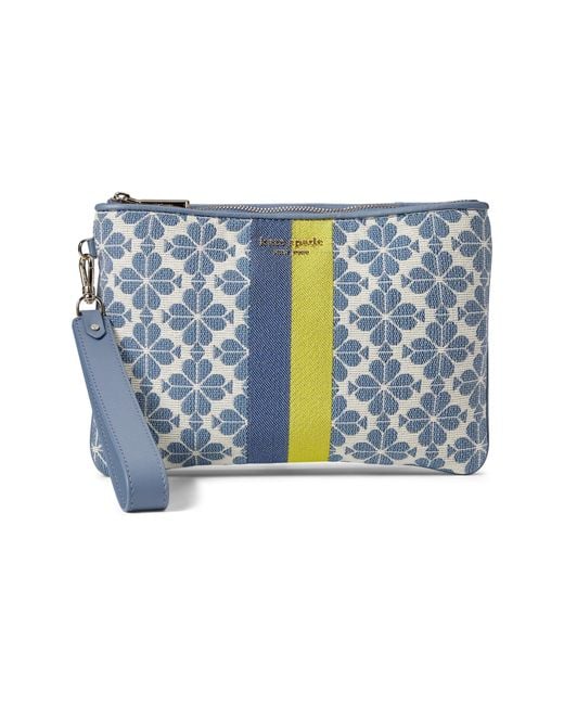 Kate Spade Spade Flower Jacquard Stripe Pouch Wristlet in Blue Lyst