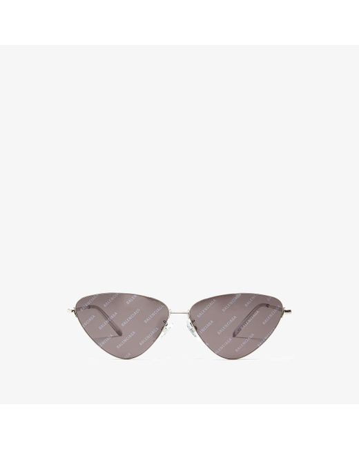 Balenciaga Metallic Invisible Cat Sunglasses In Silver Metal With Monogrammed Anthracite Lenses