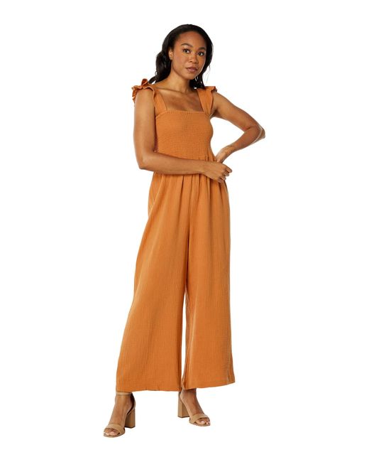 Madewell Cotton Lucie Jumpsuit in Orange | Lyst