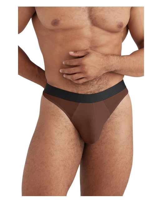 Meundies Pouch Front Thong in Brown for Men
